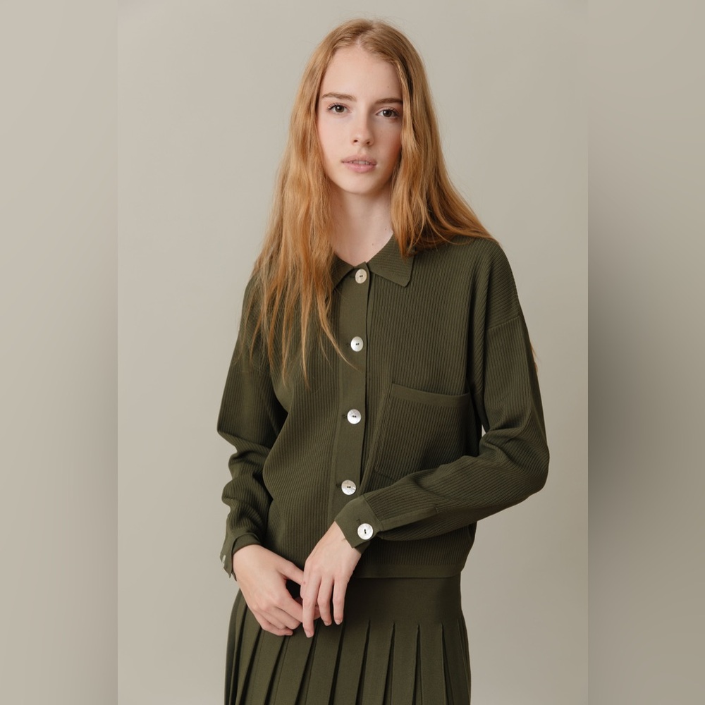 Apparalel Ribbed Knit Loose Fit Blouse Basil